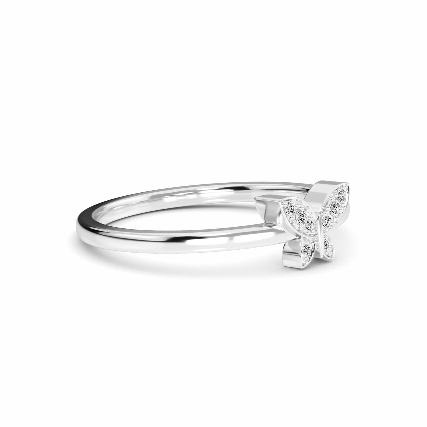 White Diamond Butterfly Shape Ring - Sneha