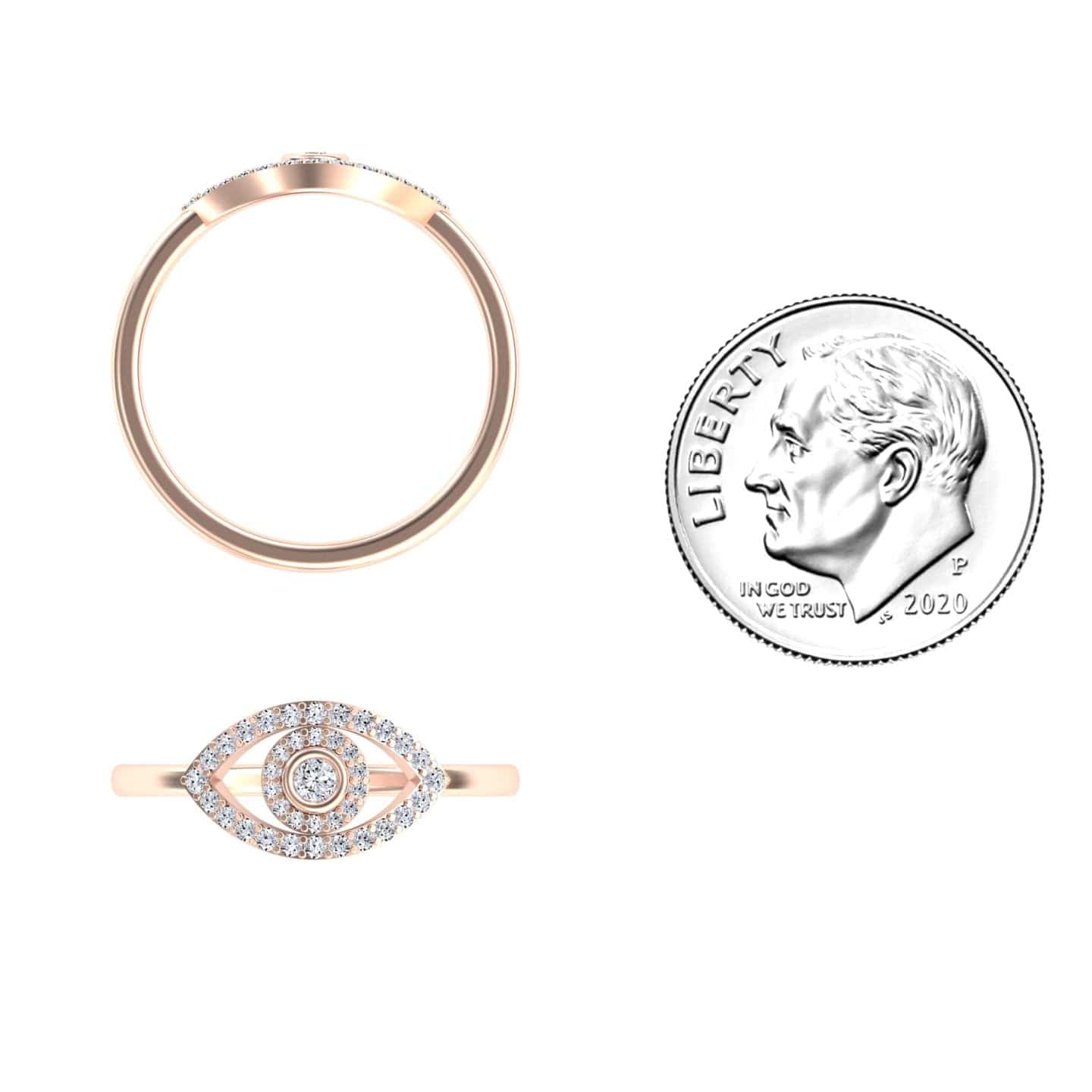 White Diamond Evil Eye Ring - Hazel