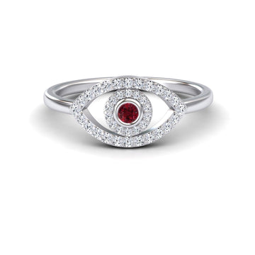 Ruby & Diamond Evil Eye Ring - Hazel