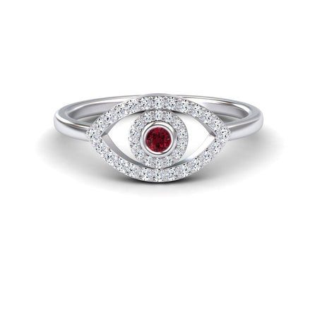 Ruby & Diamond Evil Eye Ring - Hazel