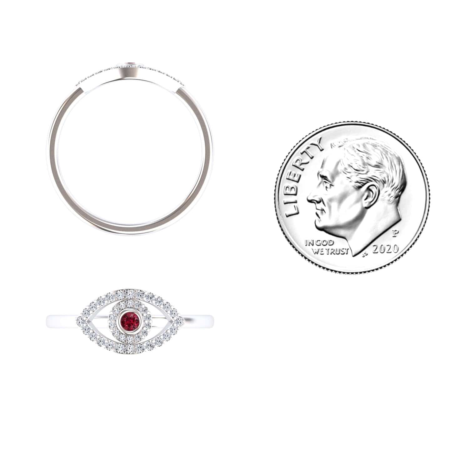 Ruby & Diamond Evil Eye Ring - Hazel