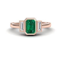 Emerald & Diamond Three-Stone Art Deco Ring - Ivy