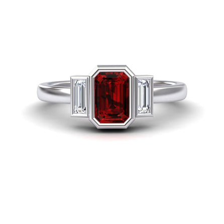 Ruby & Diamond Three-Stone Art Deco Ring - Ivy