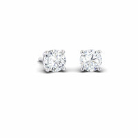 White Diamond Classic Four-Prong Stud Earrings - Krisha