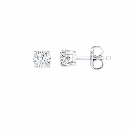 White Diamond Classic Four-Prong Stud Earrings - Krisha