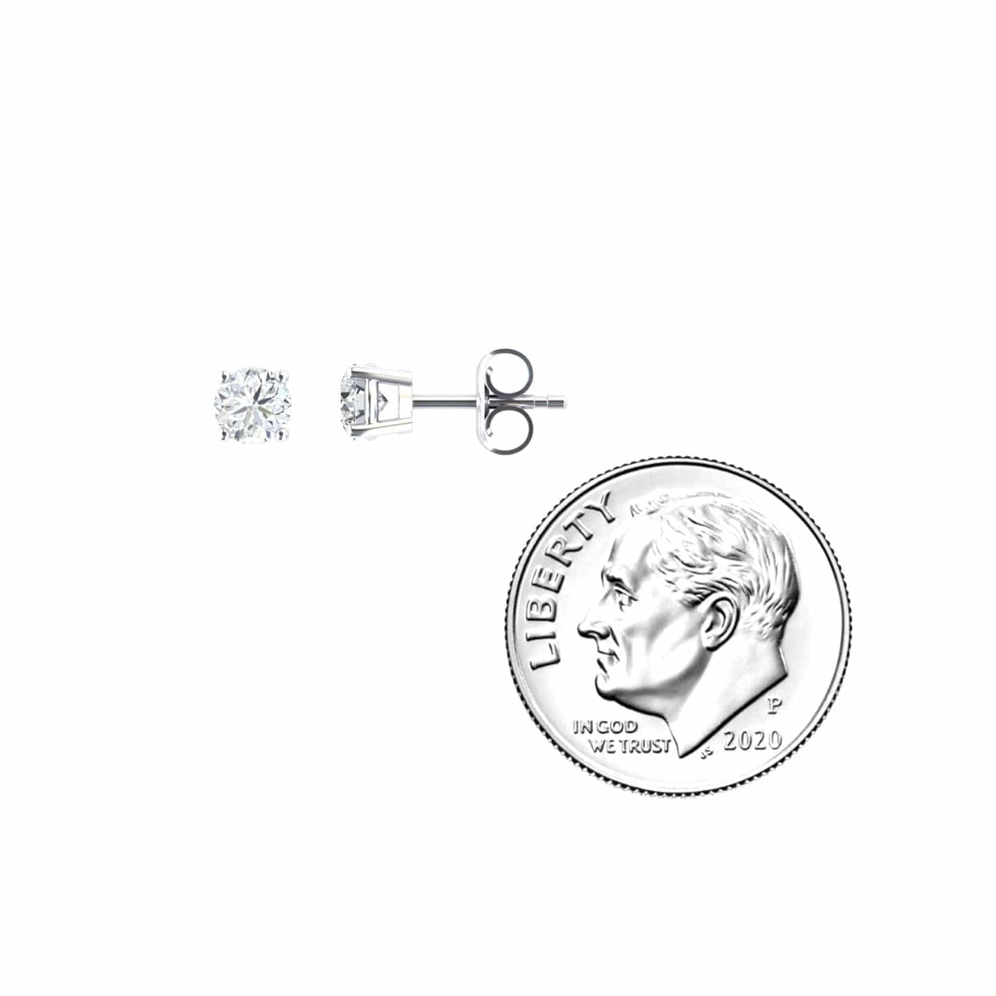 White Diamond Classic Four-Prong Stud Earrings - Krisha