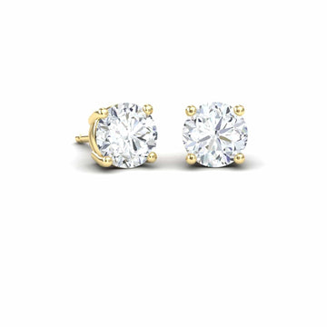 Four-Prong Round Diamond Stud Earrings - Krisha