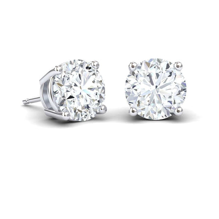 White Diamond Classic Four-Prong Stud Earrings - Krisha