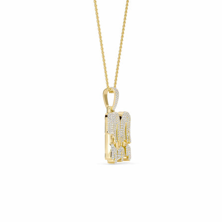 M Initial Dripping Diamond Pendant Necklace - Miguel