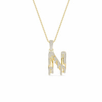 N Initial Dripping Diamond Pendant Necklace - Nihal