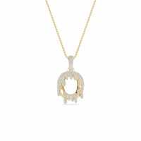 O Initial Dripping Diamond Pendant Necklace - Olivier