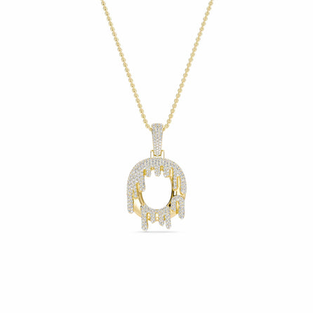 O Initial Dripping Diamond Pendant Necklace - Olivier