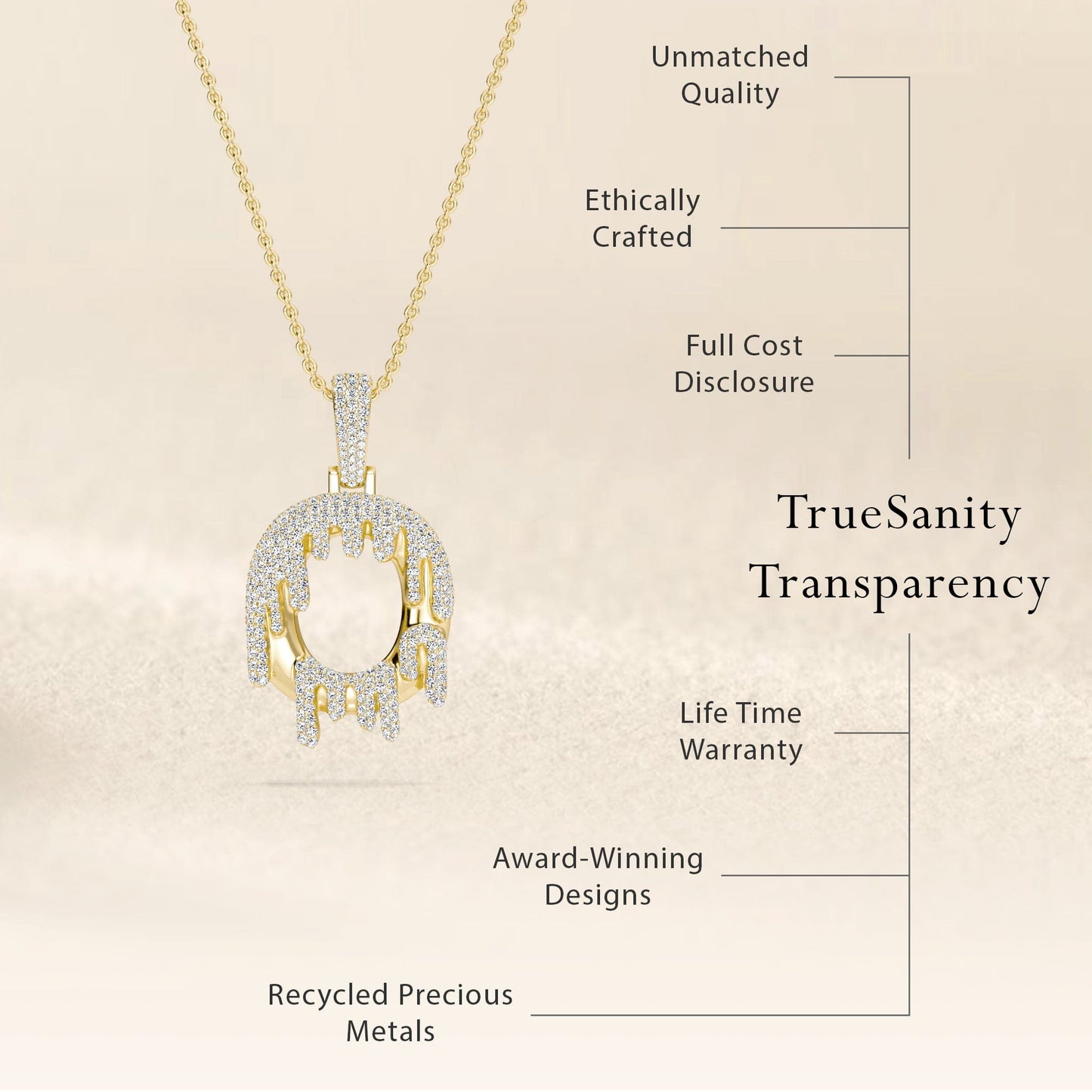 O Initial Dripping Diamond Pendant Necklace - Olivier