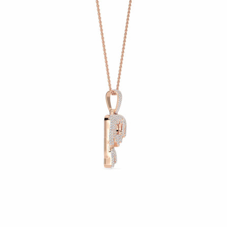 P Initial Dripping Diamond Pendant Necklace - Peng