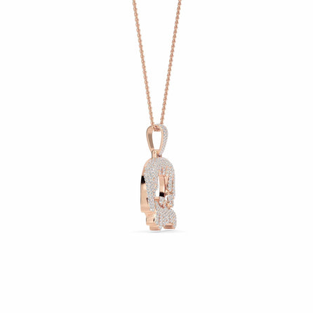 Q Initial Dripping Diamond Pendant Necklace - Qiang