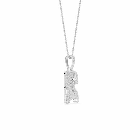 R Initial Dripping Diamond Pendant Necklace - Rodrigo