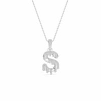 S Initial Dripping Diamond Pendant Necklace - Sergei