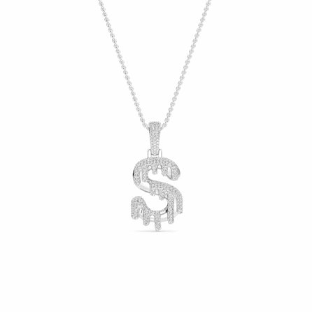 S Initial Dripping Diamond Pendant Necklace - Sergei