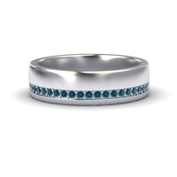 Men's Blue Diamond Channel-Set Wedding Band - Yan
