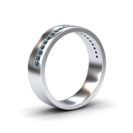 Men's Blue Diamond Channel-Set Wedding Band - Yan