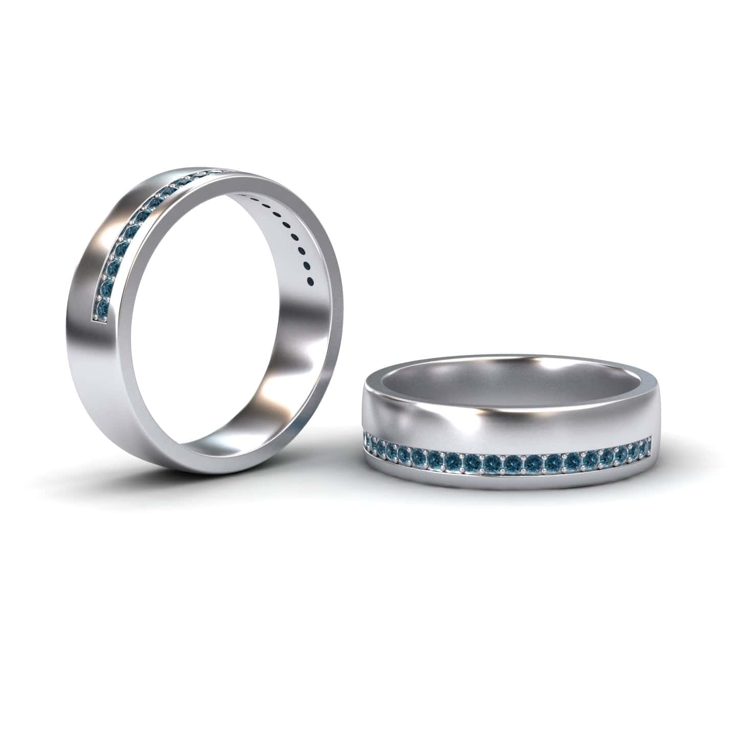 Men's Blue Diamond Channel-Set Wedding Band - Yan