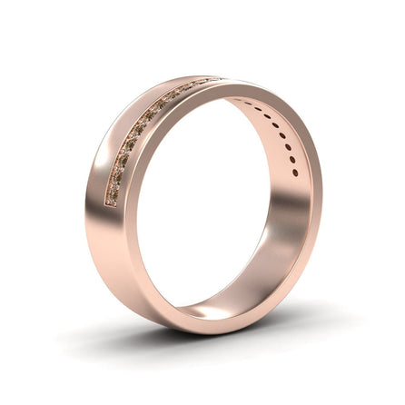 Men's Brown Diamond Channel-Set Wedding Band - Yan