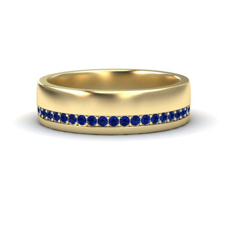 Men's Blue Sapphire Channel-Set Wedding Band - Yan