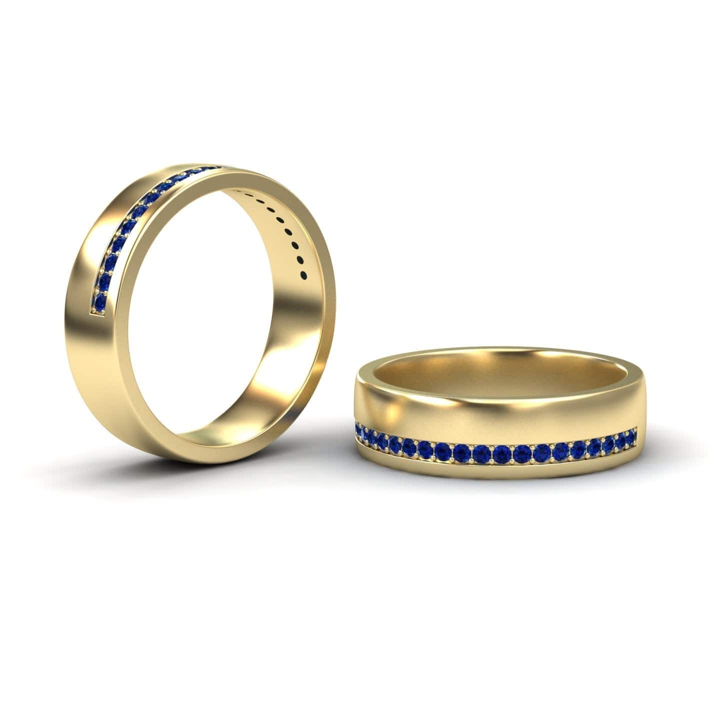 Men's Blue Sapphire Channel-Set Wedding Band - Yan