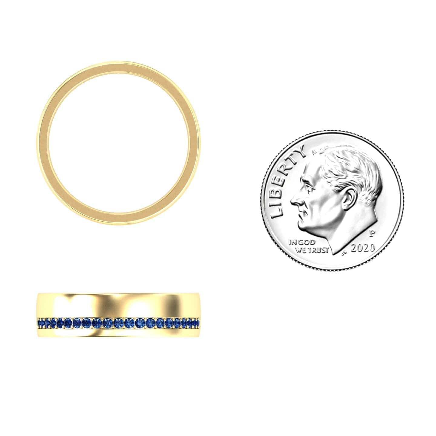 Men's Blue Sapphire Channel-Set Wedding Band - Yan