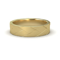 Modern Woven Pattern Gold Wedding Ring - Rocio
