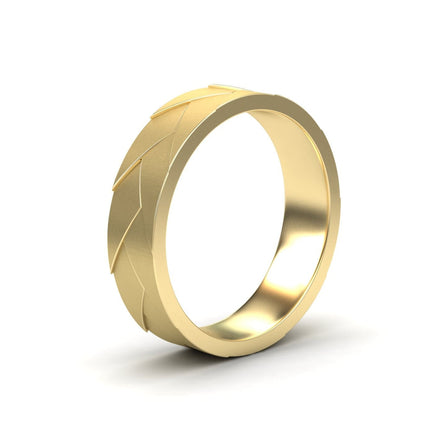 Modern Woven Pattern Gold Wedding Ring - Rocio
