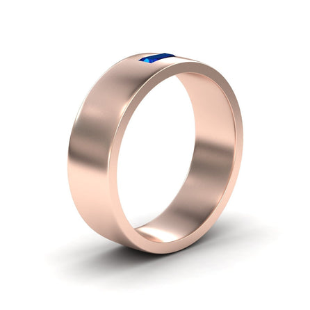 Blue Sapphire Solitaire Men’s Band Ring - Nayana