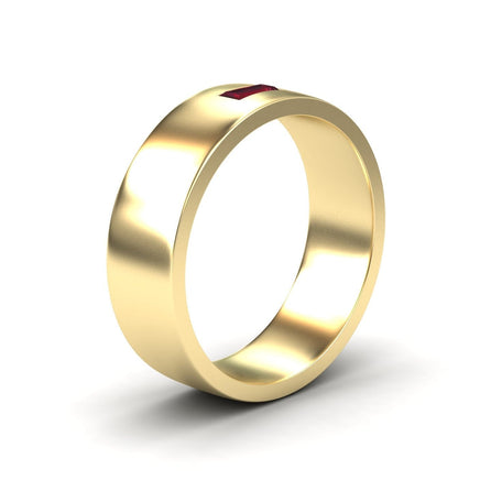 Ruby Solitaire Men’s Band Ring - Nayana