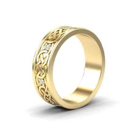White Diamond Celtic Knot Wedding Band - Li Mei