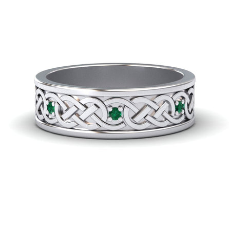 Emerald Celtic Knot Wedding Band - Li Mei