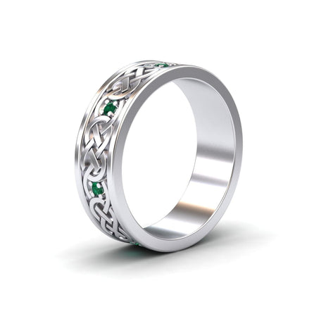 Emerald Celtic Knot Wedding Band - Li Mei