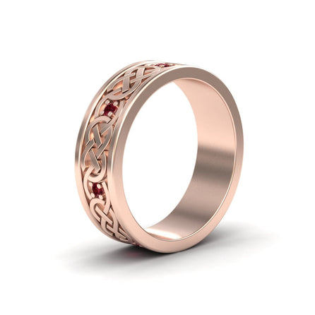 Ruby Celtic Knot Wedding Band - Li Mei