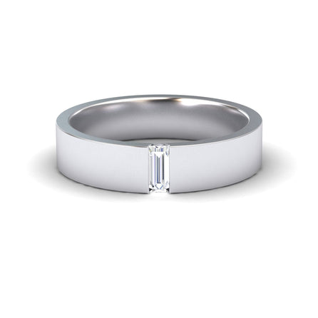 White Diamond 4.5mm Men's Band Wedding Ring - Hudson