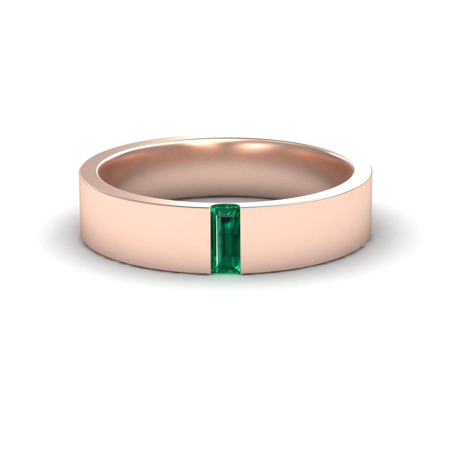 Emerald 4.5mm Men's Band Wedding Ring - Hudson