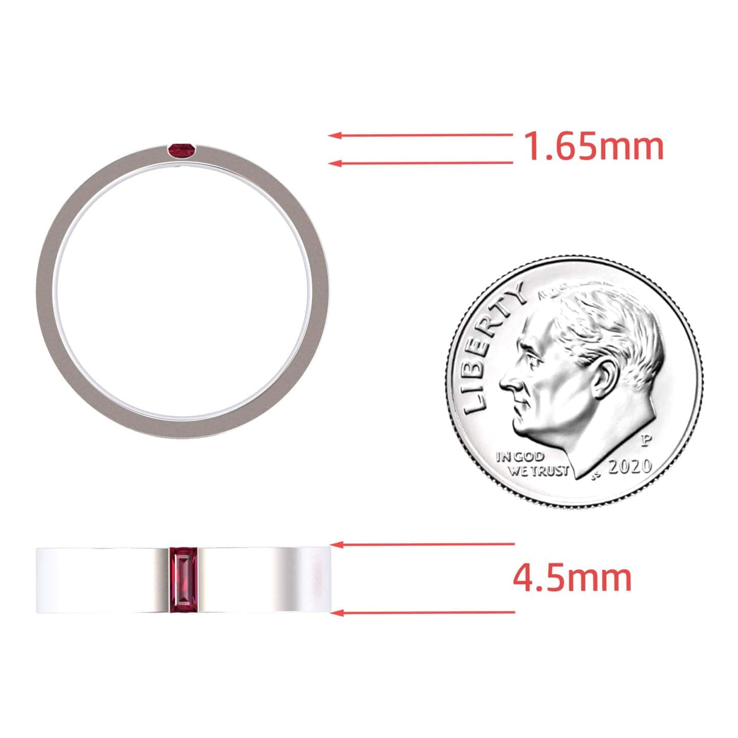 Ruby 4.5mm Men's Band Wedding Ring - Hudson