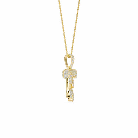 T Initial Dripping Diamond Pendant Necklace - Theo