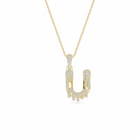 U Initial Dripping Diamond Pendant Necklace - Umar