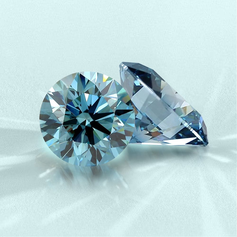 Two blue diamonds on a light blue background