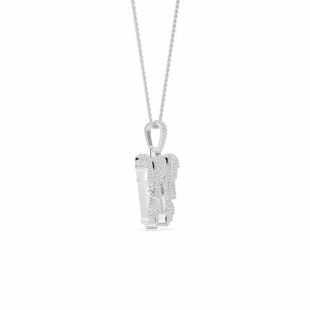 W Initial Dripping Diamond Pendant Necklace - Wei