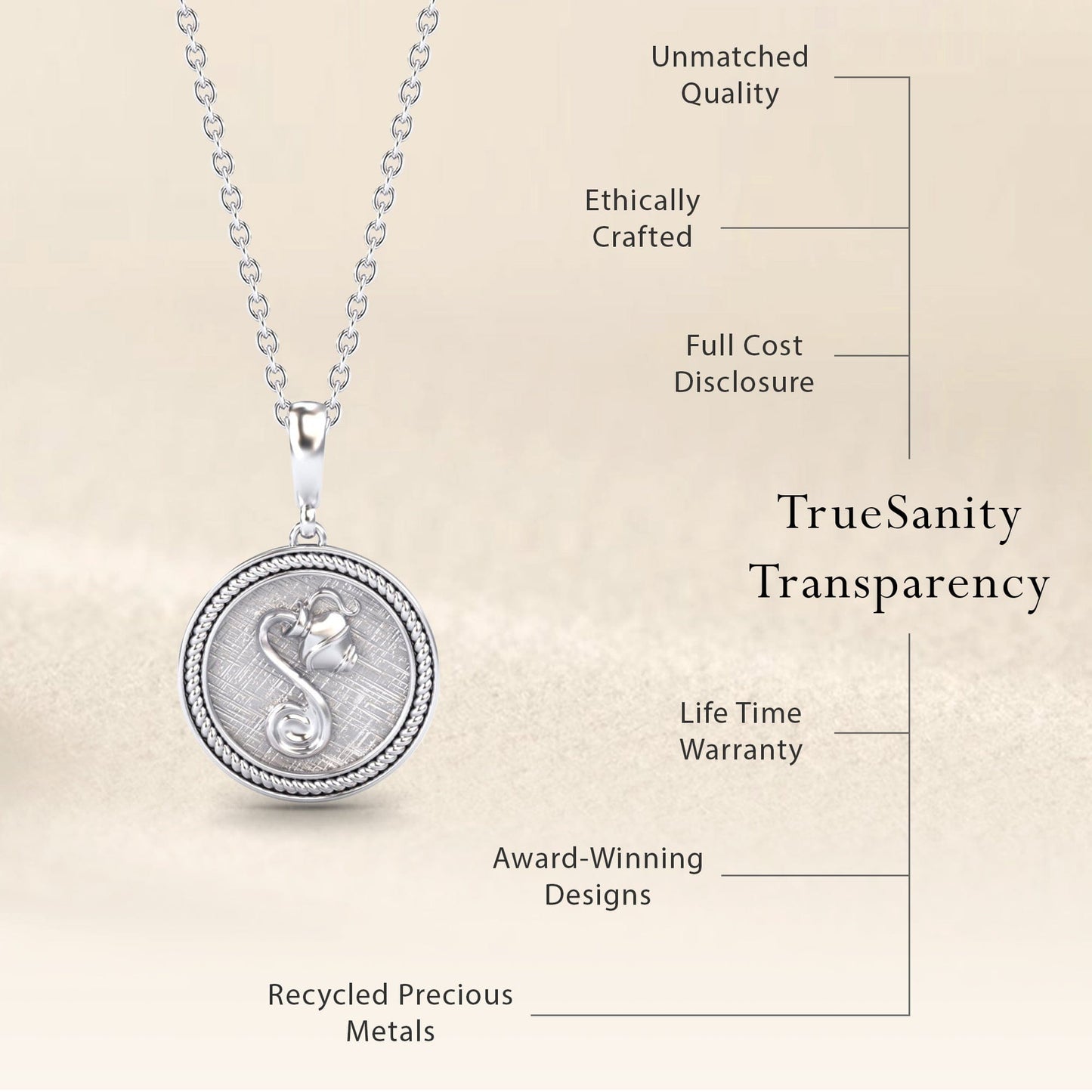Aquarius Zodiac Medallion Necklace - Constance