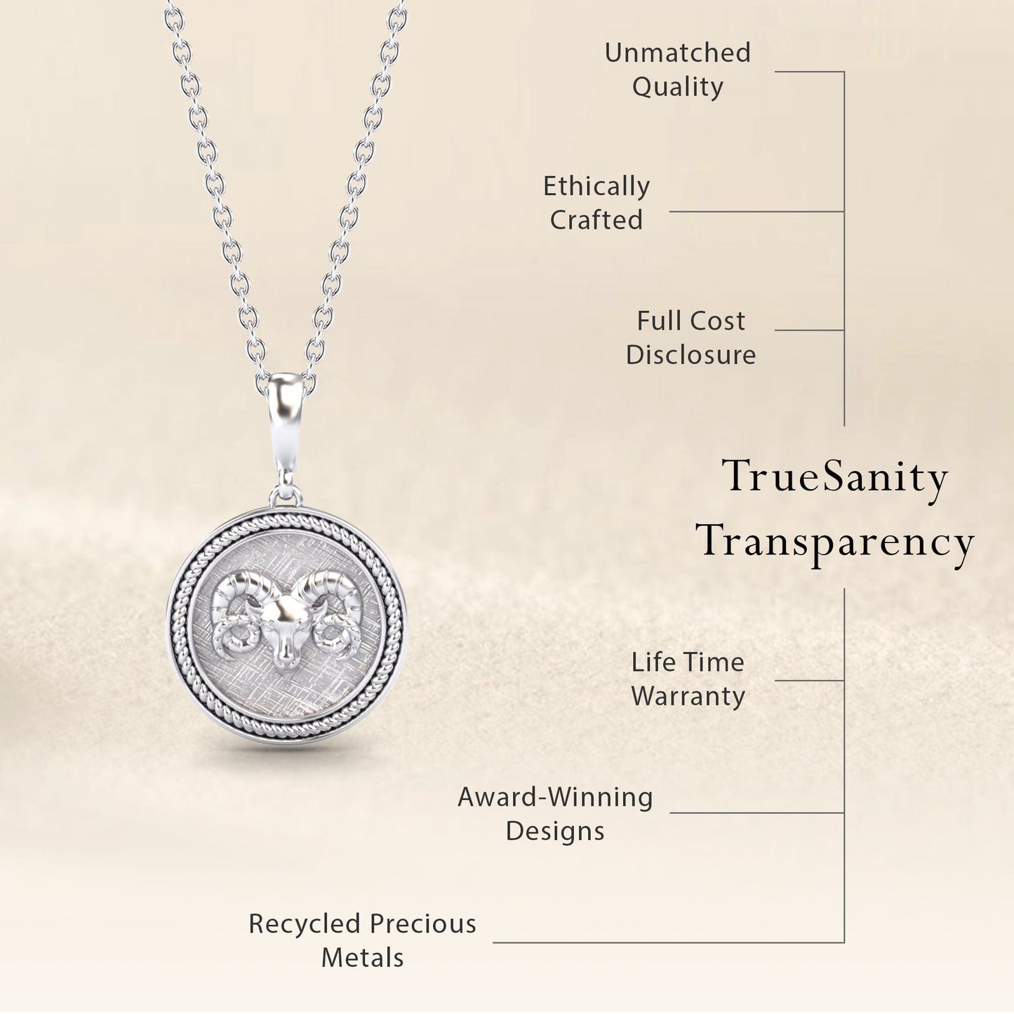 Aries Zodiac Medallion Necklace - Meera