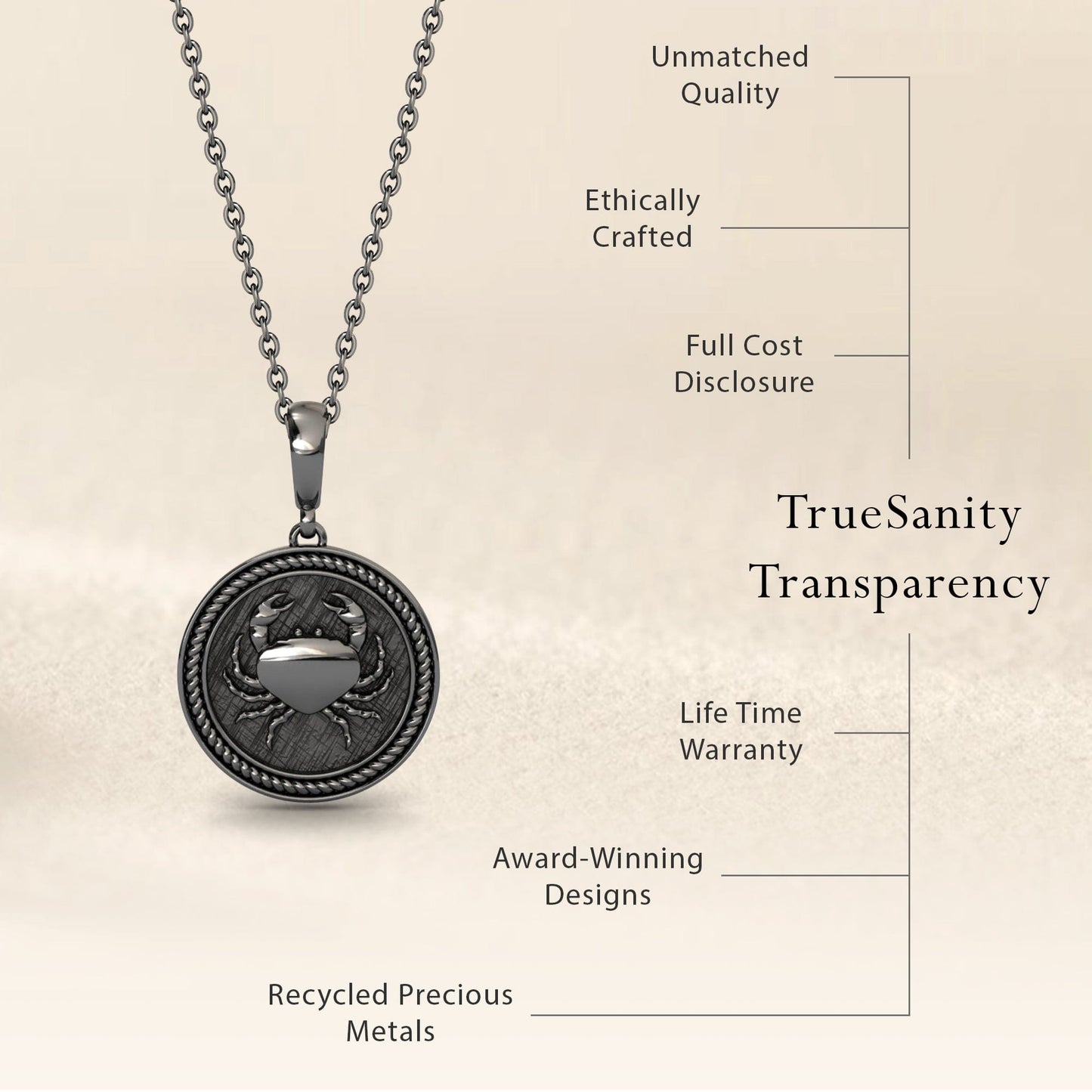 Cancer Zodiac Medallion Necklace - Yadira
