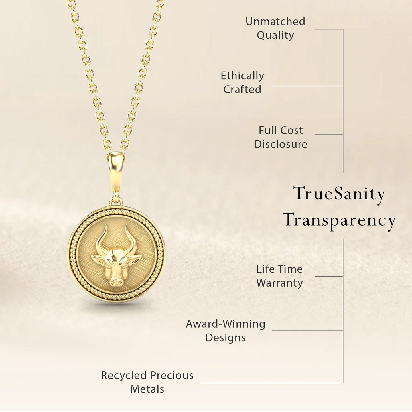Tauras Zodiac Medallion Necklace - Nandini