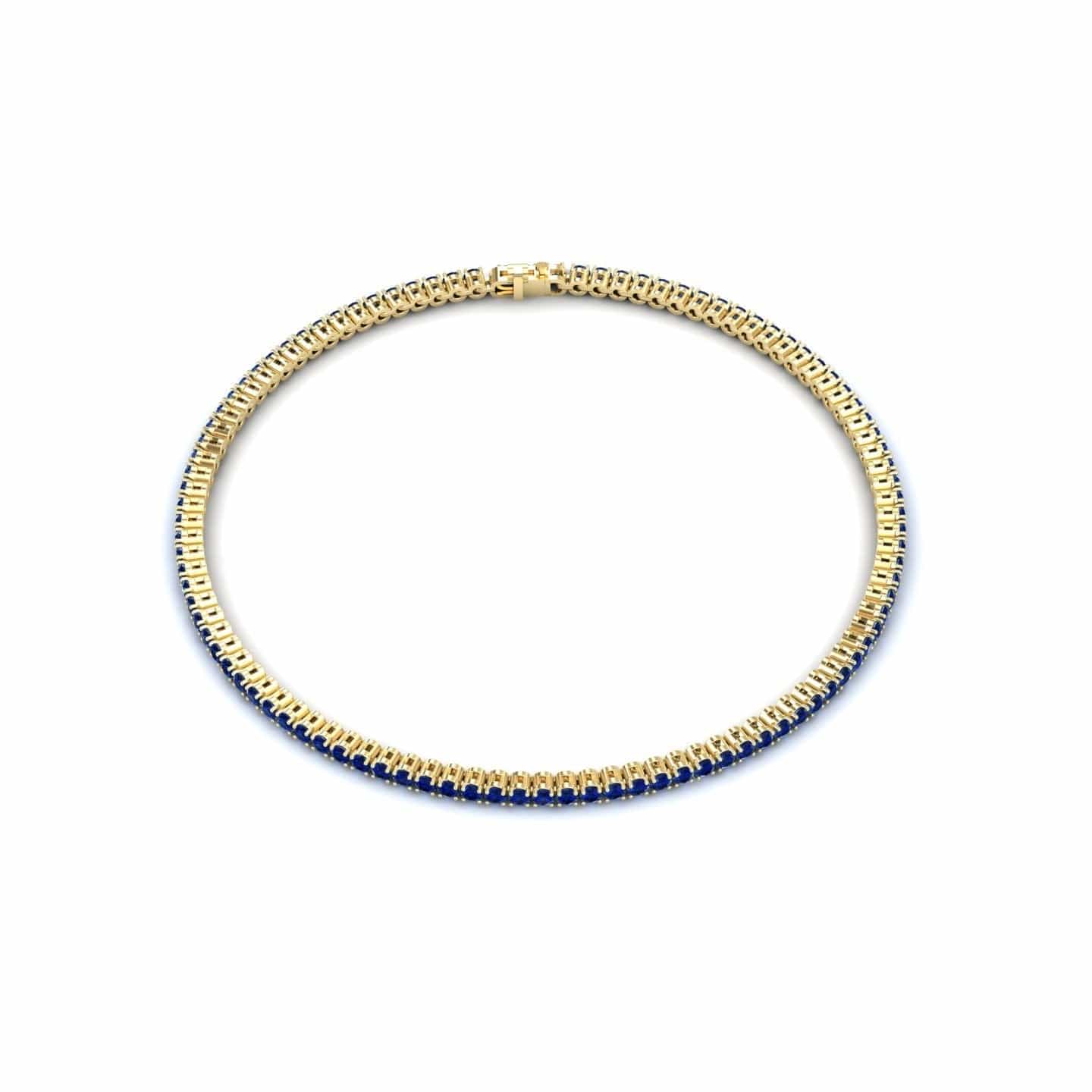 3.4-carat blue sapphire eternity bangle bracelet in 18K yellow gold, alejandra style, side view