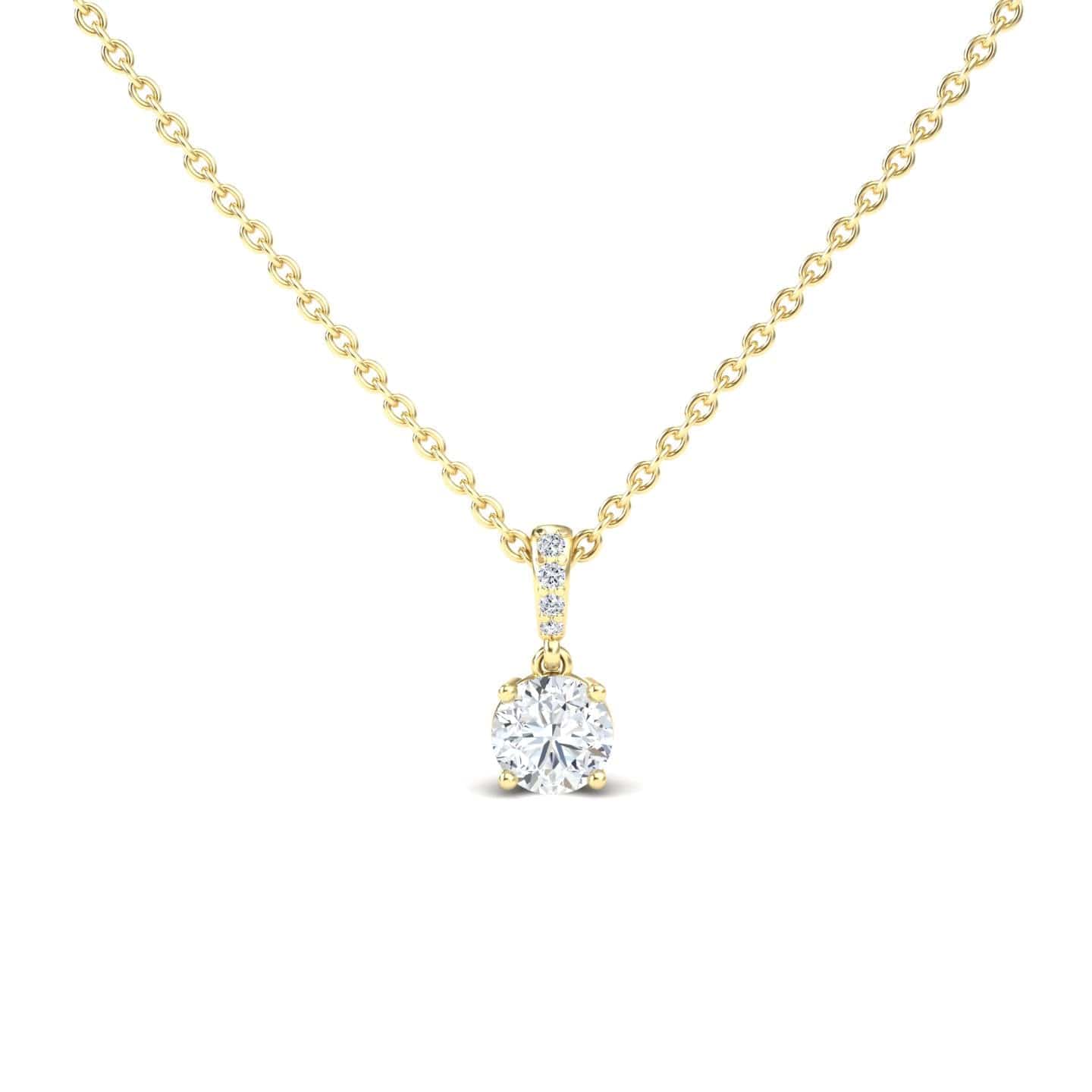 White Diamond Pave Bail Solitaire Necklace - Regina